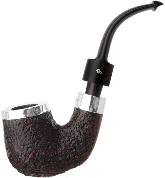 Peterson Pipes House Pipe Sandblasted Silver Cap Bent P-Lip
